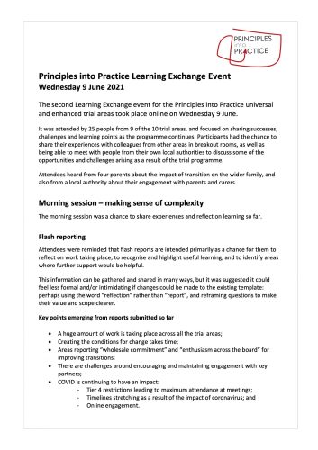 Learning Exchange report 9Jun21